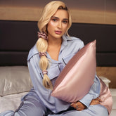 Fata de Perna Matase Naturala Mulberry, 22 Momme, 6A, Pink, Cutie Cadou