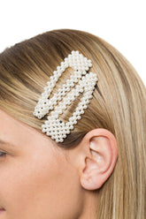 Clame cu Perle Argintiu Large Ascutit