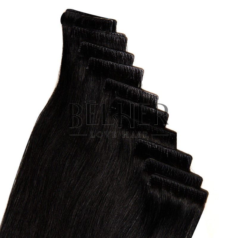 Invisible Tape-On Extensions Intense Black Russian Hair