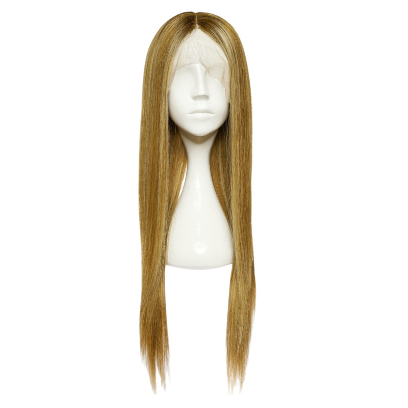 TATIANA Light Brown Wig with Highlights Made from 100% Natural Hair