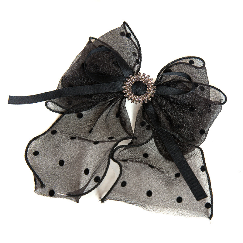 Black Bow Polka Dot Hair Clip