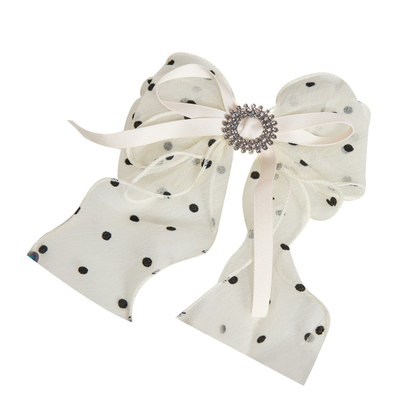 White Bow Polka Dot Hair Clip