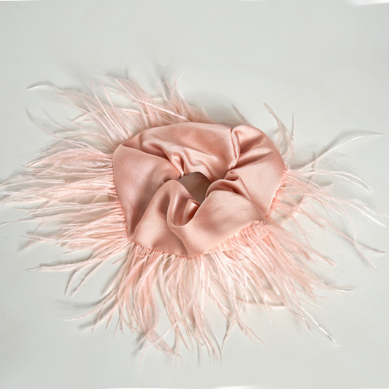 Rose Hair Elastic with Feathers