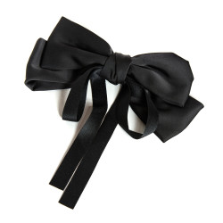 Black Pleated Bow Hair Clip