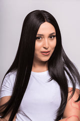 Peruca Raluca Lung Saten Ciocolatiu