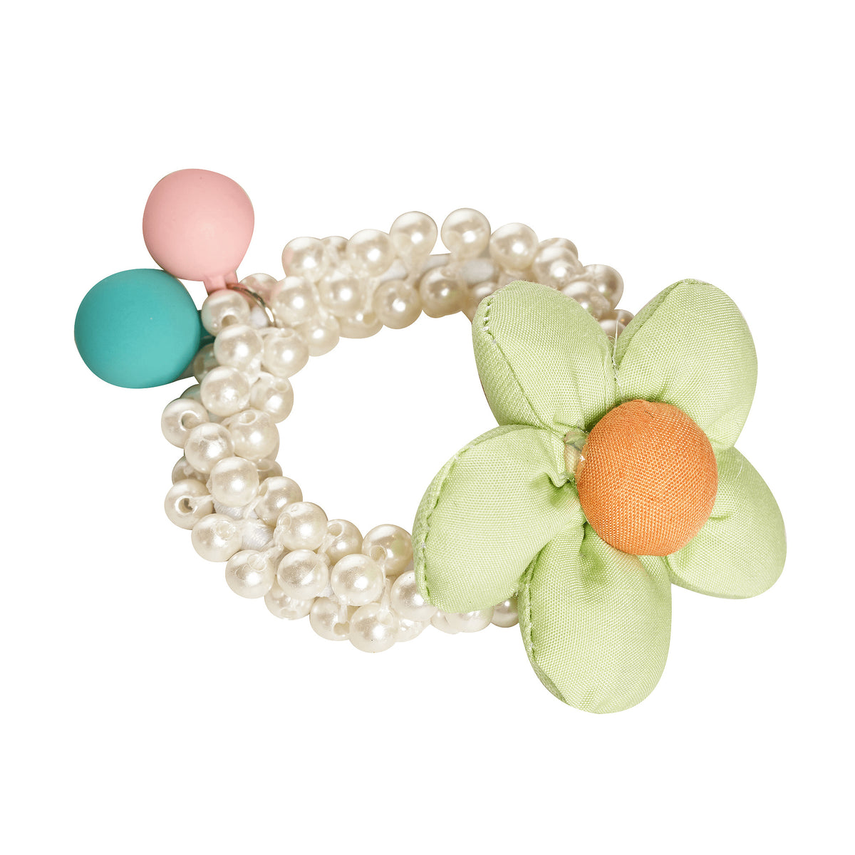 Elastic Perle Floare Verde Pastel