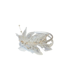 Coronita Aplicatii Bijuterie cu Pene Albe