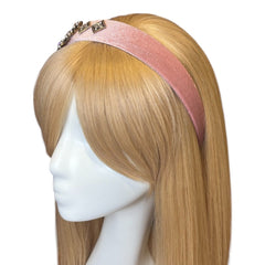 Bentita Catifea Bijuterie Lateral Pietre Roz