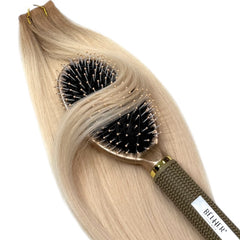 Extensii Invisible Tape-On Par Rusesc Ombre Saten Deschis/Blond Argintiu