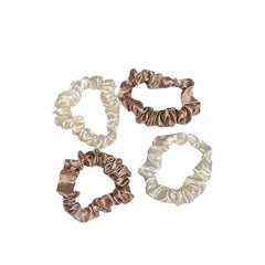 Set 4 Elastice Satin - Alb Maro