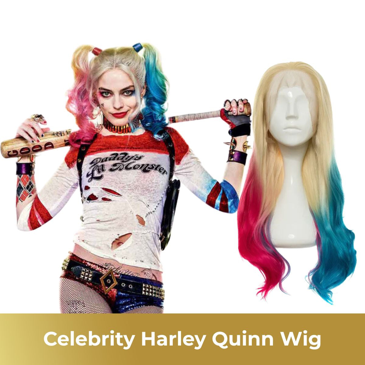 Celebrity Peruca Harley Ombre Roz-Albastru