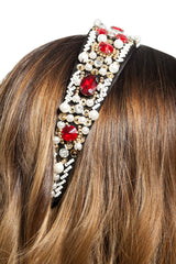 Bentita Aplicatii Margelute si Pietre Rosii