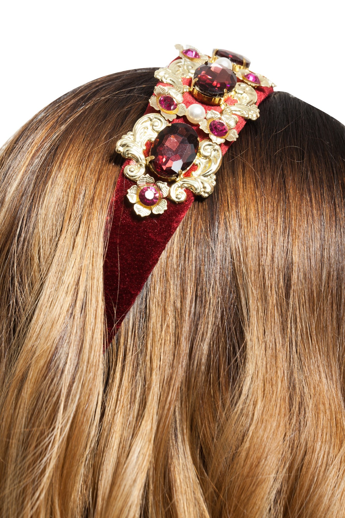 Bentita Aplicatii Visiniu Pietre si Auriu