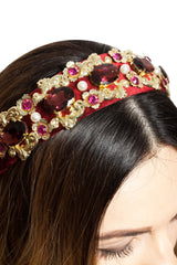 Bentita Aplicatii Visiniu Pietre si Auriu