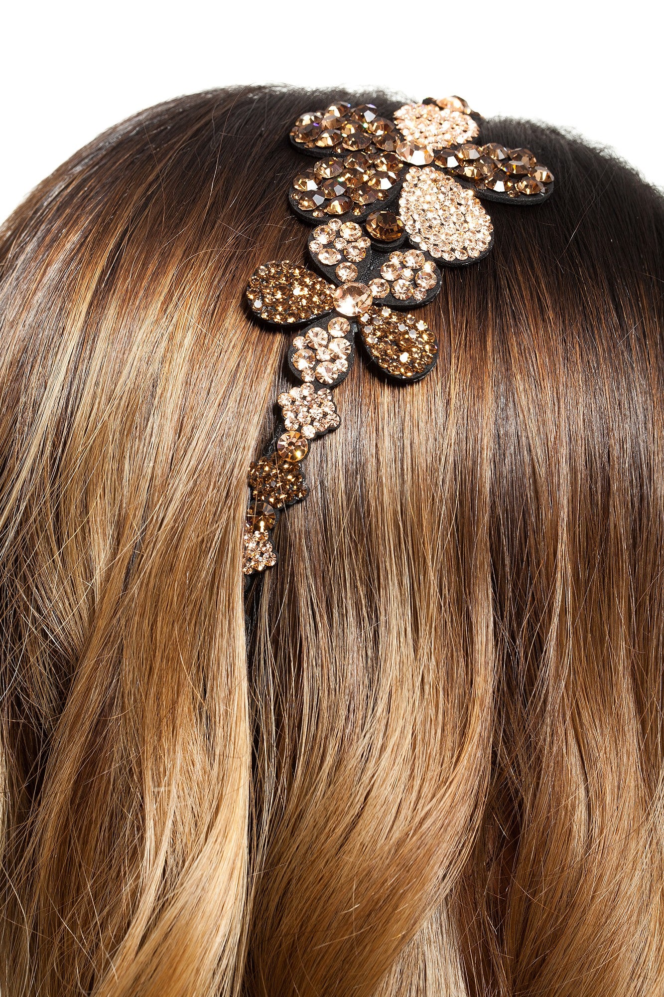 Bentita Ocazie 2 Flori Cristale Auriu Maro