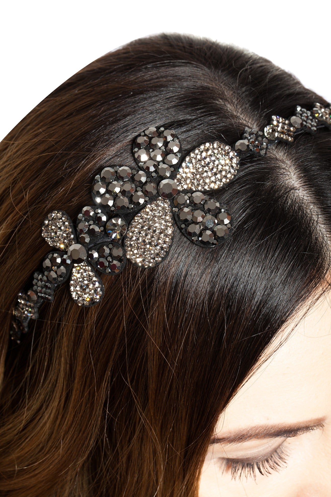 Bentita Ocazie 2 Flori Cristale Gri