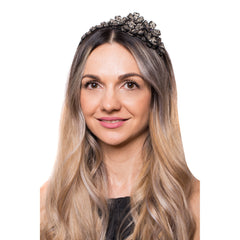 Bentita 3D Floricele Cristale Gri