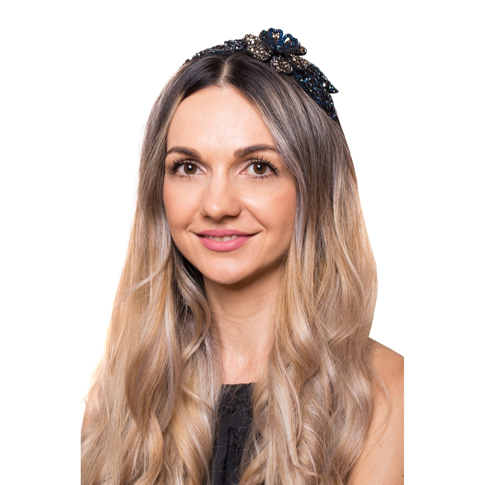 Coronita Floare Cristale 3D Blue Gri