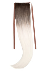 Coada Fibra Sintetica 55cm Ombre Saten Inchis Alb